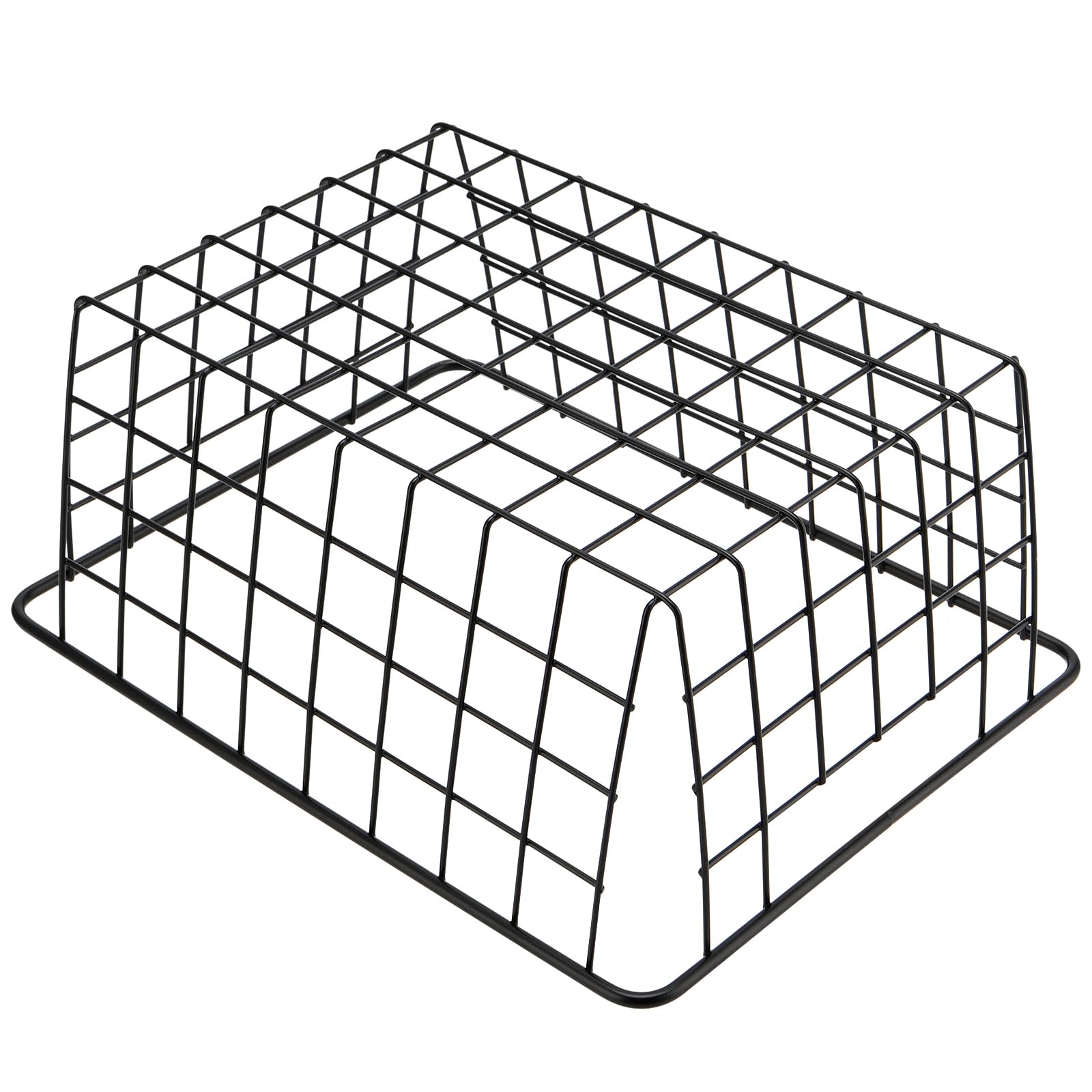 KEILEOHO 4 cestas de rejilla de almacenamiento de 28 x 22 x 12 cm, cesta de metal, cesta de almacenamiento de alambre, cesta de baño de metal, diseño de alambre abierto, cesta de metal negra, pequeña,