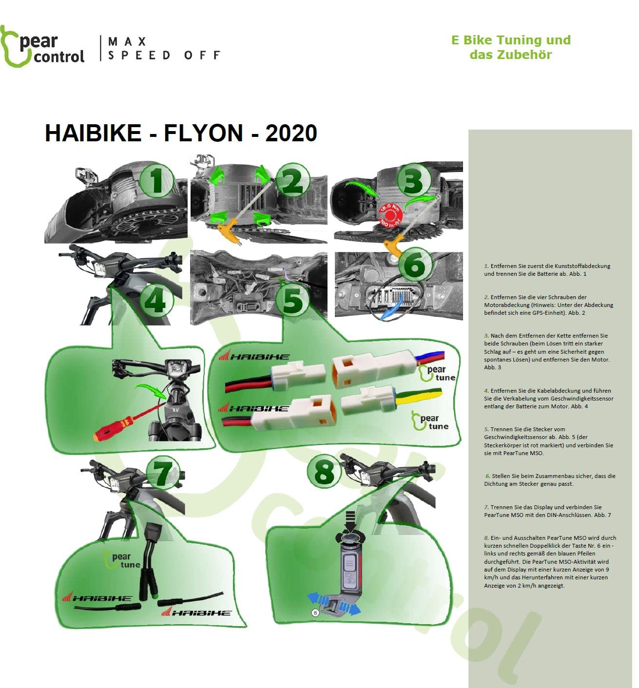 PearTune MSO für HAIBIKE FLYON/TQ Premium E-Bike/Pedelec Tuning Chip