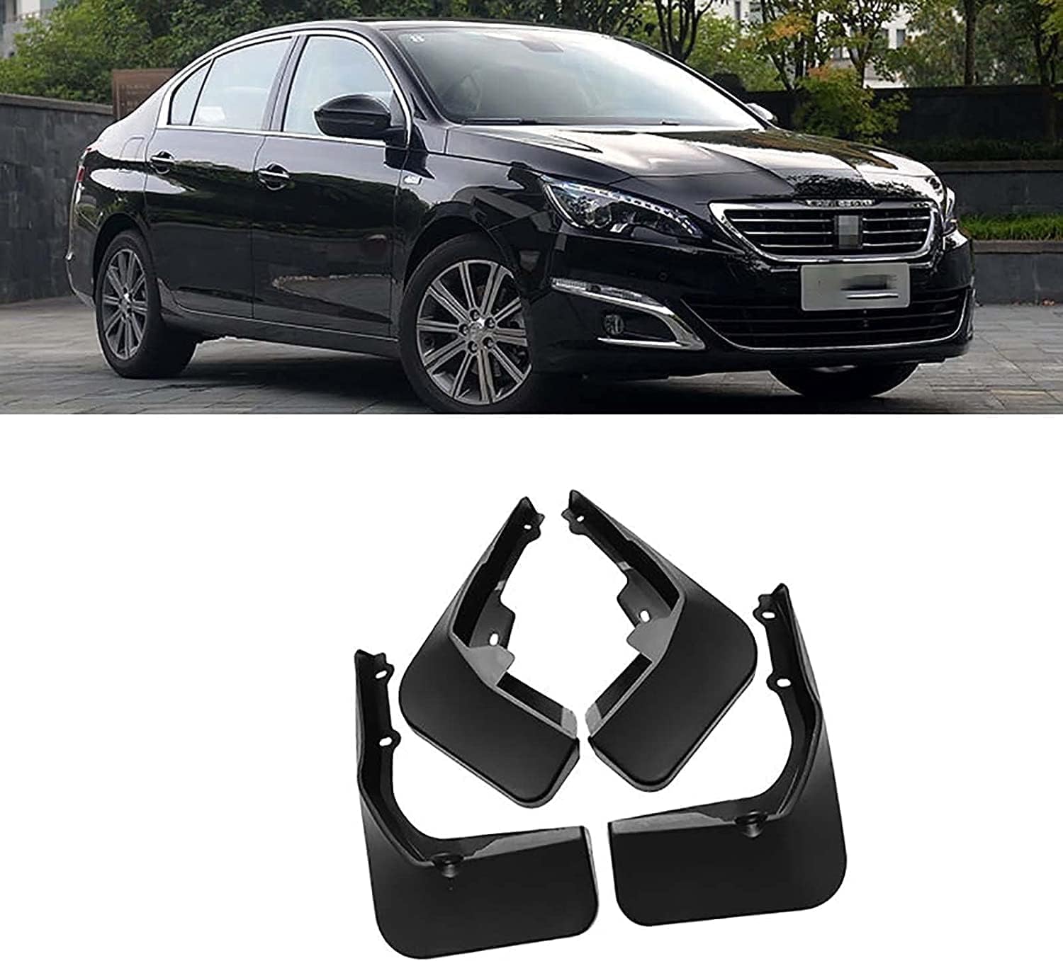 WeiYH No Drill Mud Flaps for Car Front Rear Wheel for Peugeot 408 2014-2021