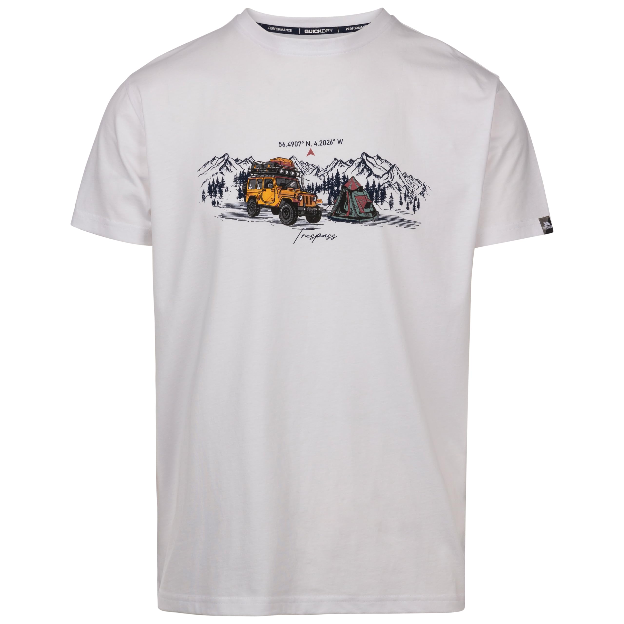 Trespass Men's Casual T-Shirt Horton - Knitted Woven Casual Top for Men, 180gsm Cotton-Poly Blend Crew Neck Men's T-Shirt, Men's Tshirt with Printed Decal on Chest