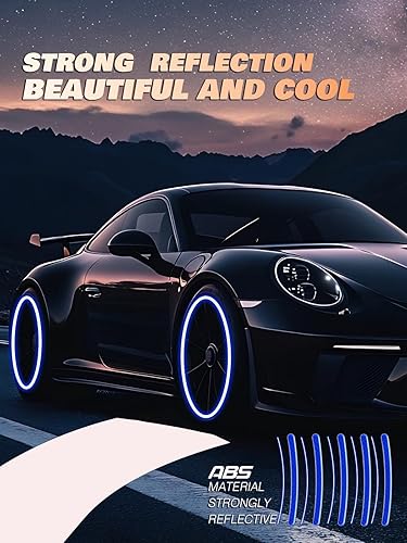 Miniatura 4 de Maicican Blue a - Pegatinas reflectantes de PVC para cejas de rueda, juego de 20, advertencia de seguridad nocturna, antiarañazos, impermeable, uso