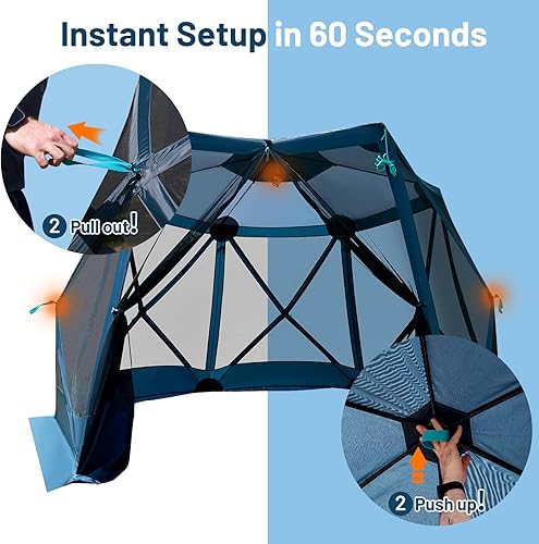 Miniatura 7 de TIMBER RIDGE Tienda de campaña fácil desplegable para camping, 11.5 x 9.8 pies, casa portátil con pantalla instantánea, toldo desplegable con red