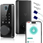 Keyless Entry Door Lock, Smart Door Lock, Smart Deadbolt Lock with Keypad | Auto & One Touch Lock | Smart Locks for Front Door | Easy Installation | Exact Fingerprint | App Control | 6-Month Battery