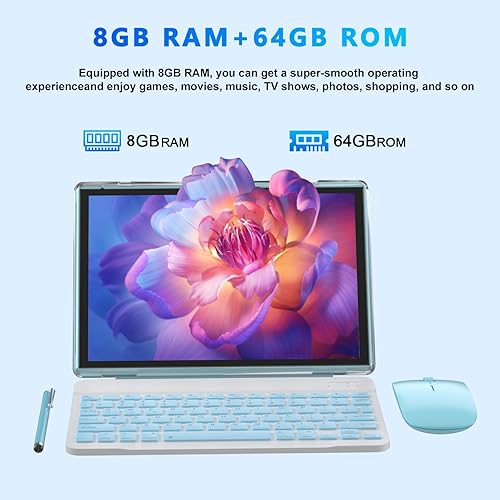 Vista 29 de Tablet 64GB 10 pulgadas Tablet, tabletas Android, batería 6000mAh Quad Core HD pantalla táctil Tableta Computadora 2MP+8MP Cámaras duales WiFi BT