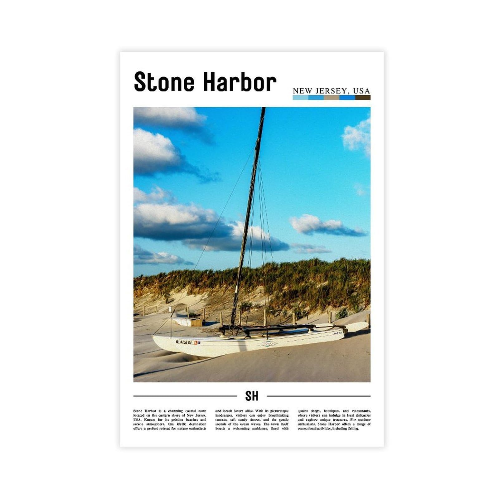 Décoration maison de plage Stone Harbor | Impression toile Jersey Shore 61x91 - 8