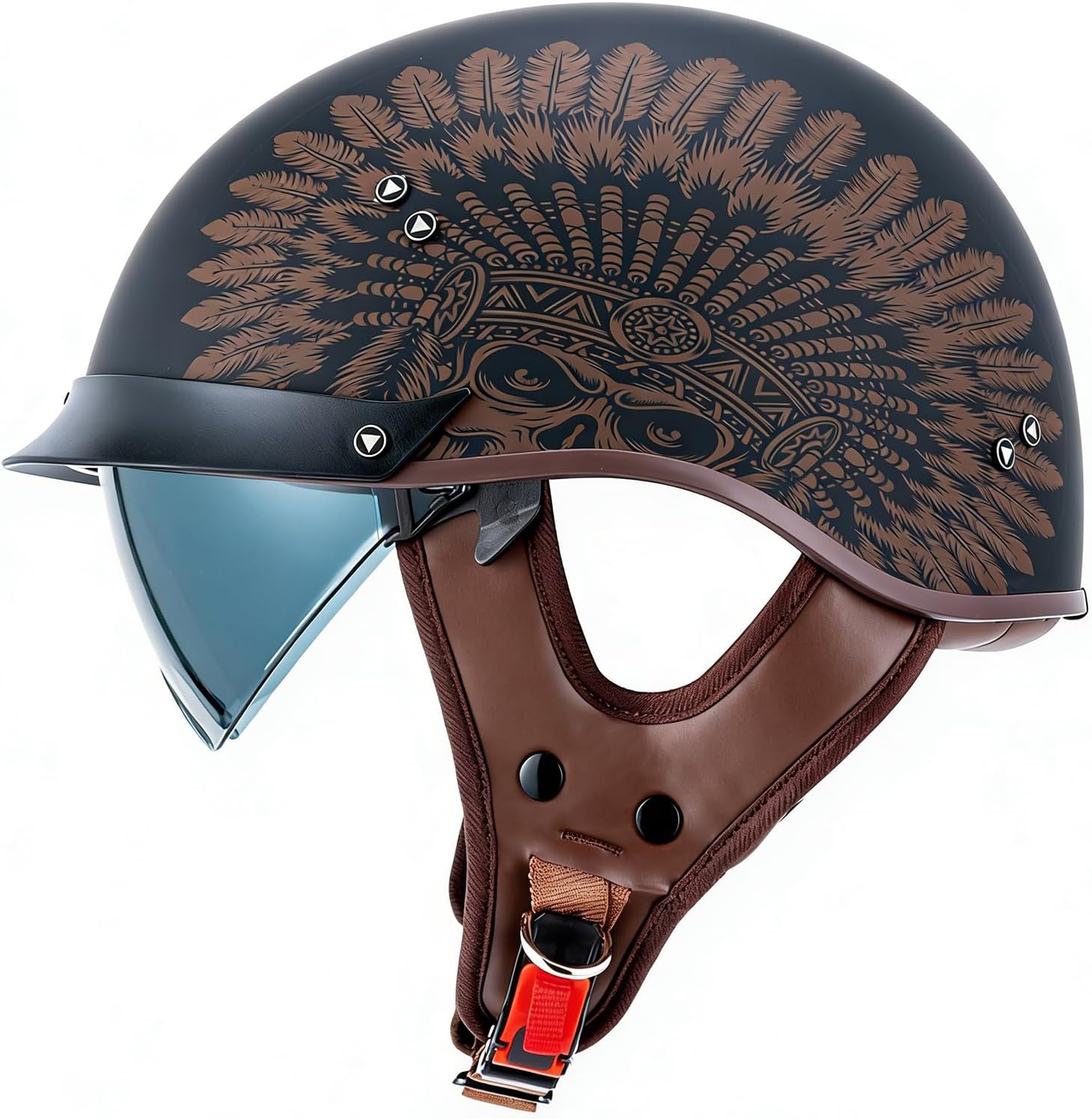 Motorcycle Half Helmet Sun Visor Quick Release Buckle DOT Approved Half Face Helmets for Men Women