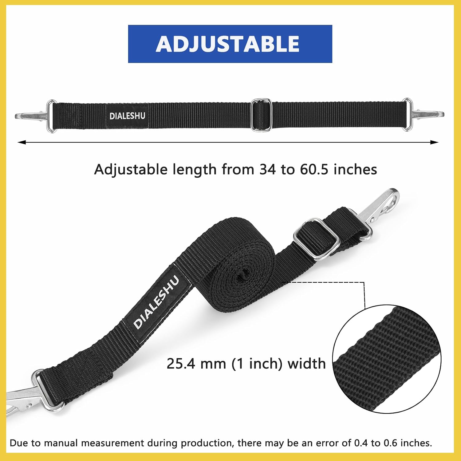 2PCS Adjustable Bimini Top Straps, Pontoon Canopy Replacement Sturdy Nylon Straps with Heavy Duty Double Snap Hook, Bimini Top Hardware
