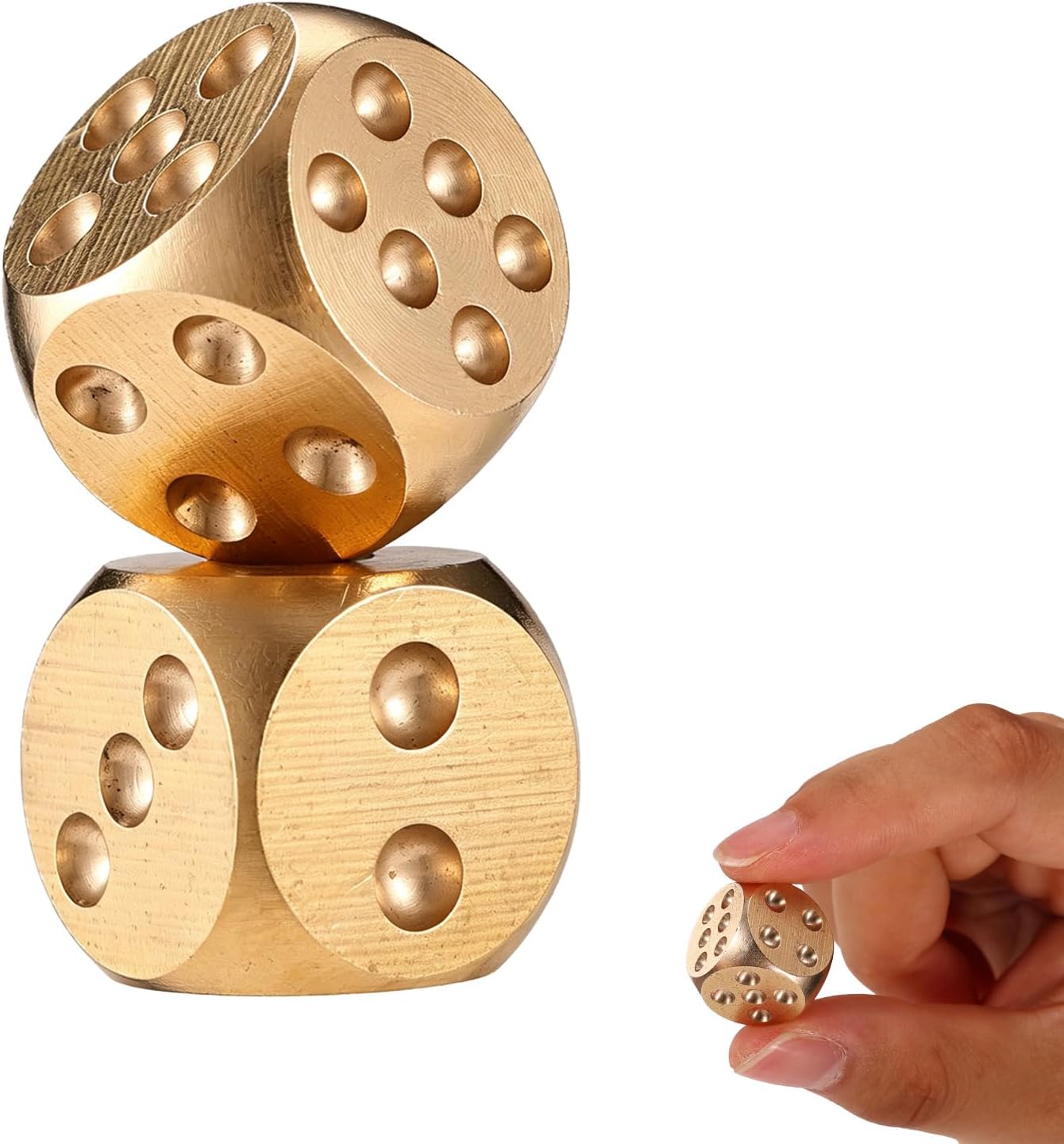 2pcs Brass Dice, 1.5cm/0.59in Vintage Solid Mahjong Dice