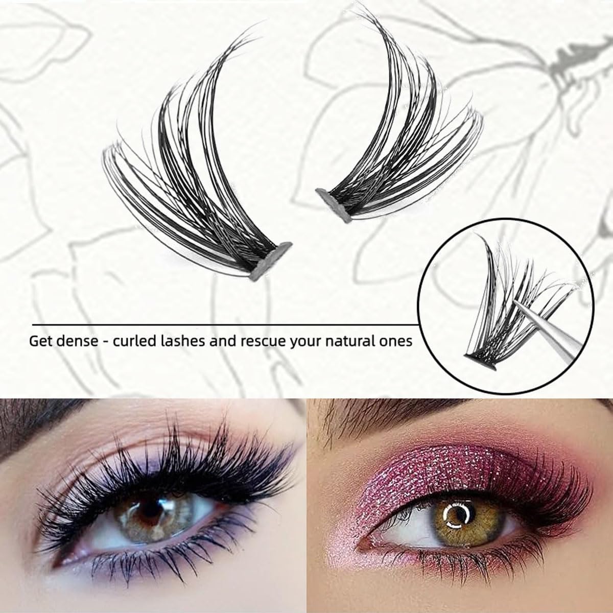 32 Rows of 640 Cluster Lashes, Eyelash Extension Kit, Fake Eyelashes for Women, Eyelashes for Daily Wear and Party Occasions, Includes Tweezers for Easy Application 2