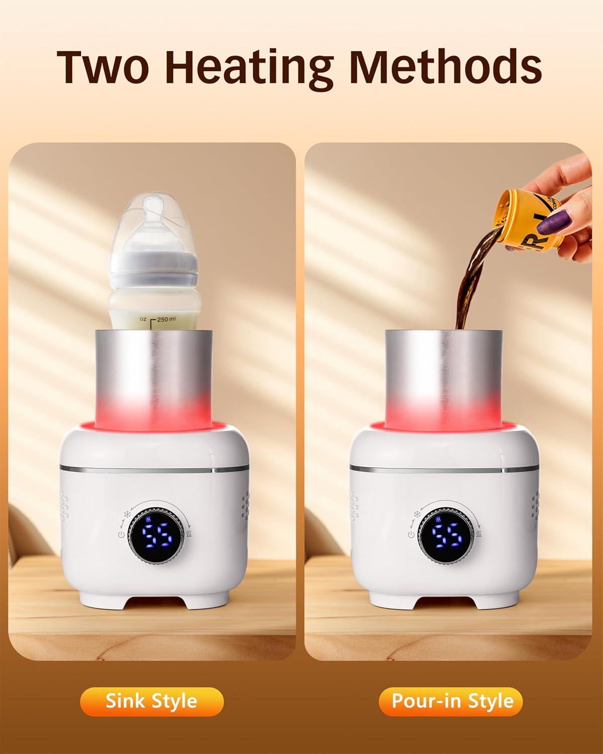 Coffee Warmer with Mood Light,Tea Warmer with Thermal Cover, 2-in-1 Coffee Mug Warmer for Desk(Cooling&Heating),Electric Coffee Mug Warmer for Coffee Tea Juice Yogurt -White