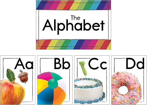 Vista 39 de Alfabeto manuscrito tradicional Carson Dellosa con juego de boletín de anuncios de fotografías (3429)