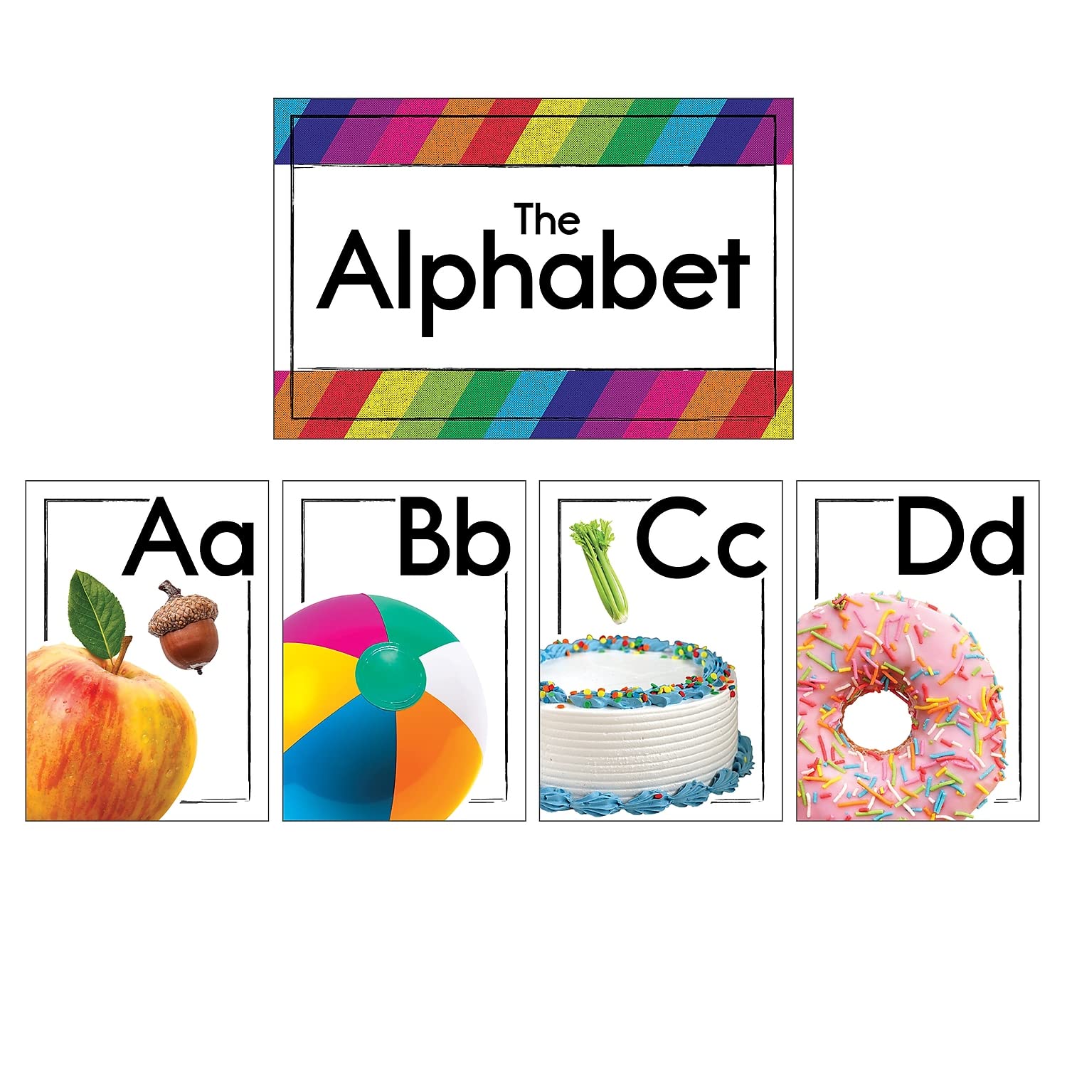 Carson Dellosa 27 pc Bundle of Photographic ABC Bulletin Board Decorations, Alphabet Toddler Learning Posters with Sight Words Images for Letters and Sound Recognition, Classroom and Wall Decor
