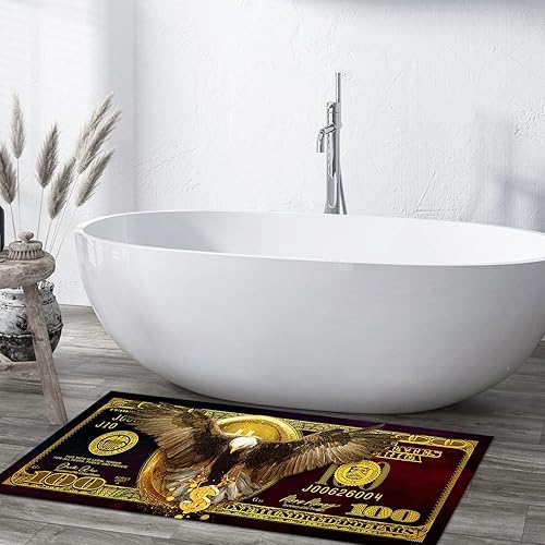 Miniatura 5 de Alfombra fresca de águila calva, color rojo oscuro y dorado, alfombra de 100 dólares, alfombra de pasillo para lavandería, cocina, alfombras de