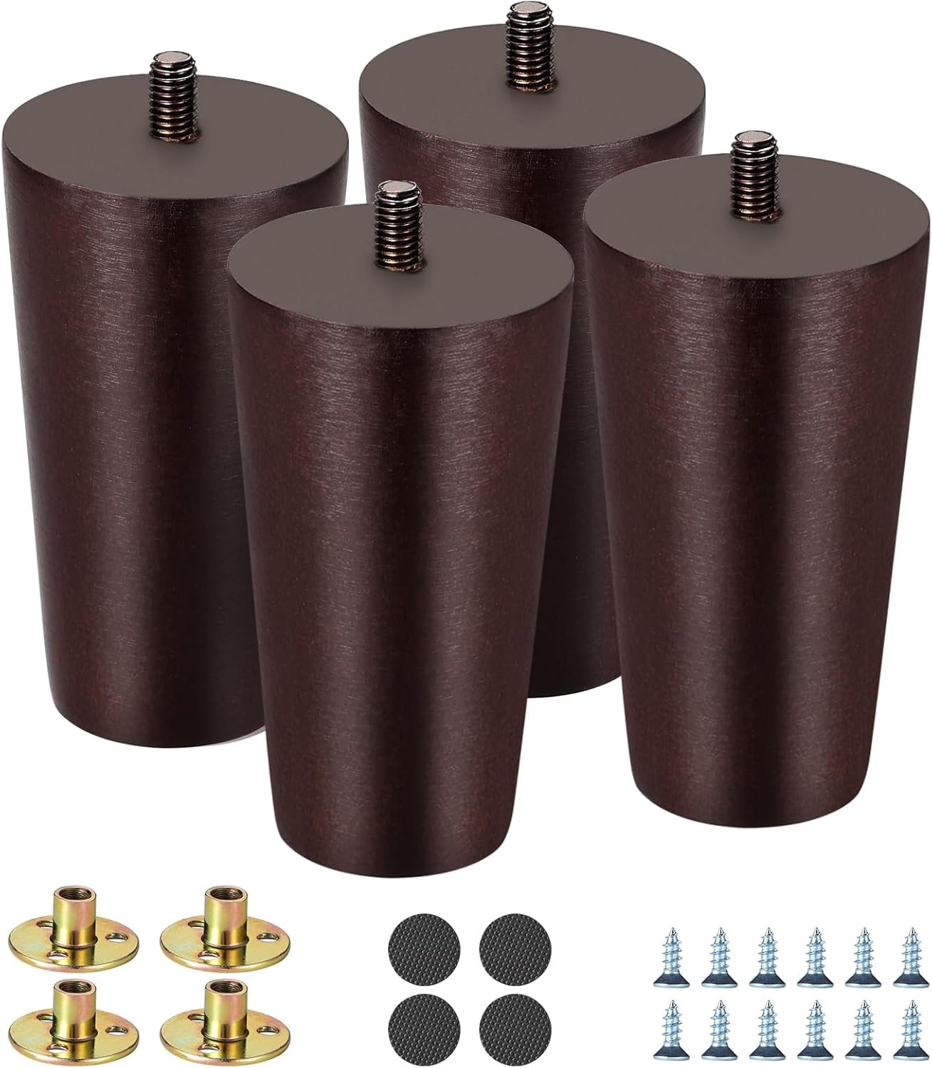 OLBRUS 4 Inch Round Furniture Legs Solid Wood Sofa Feet