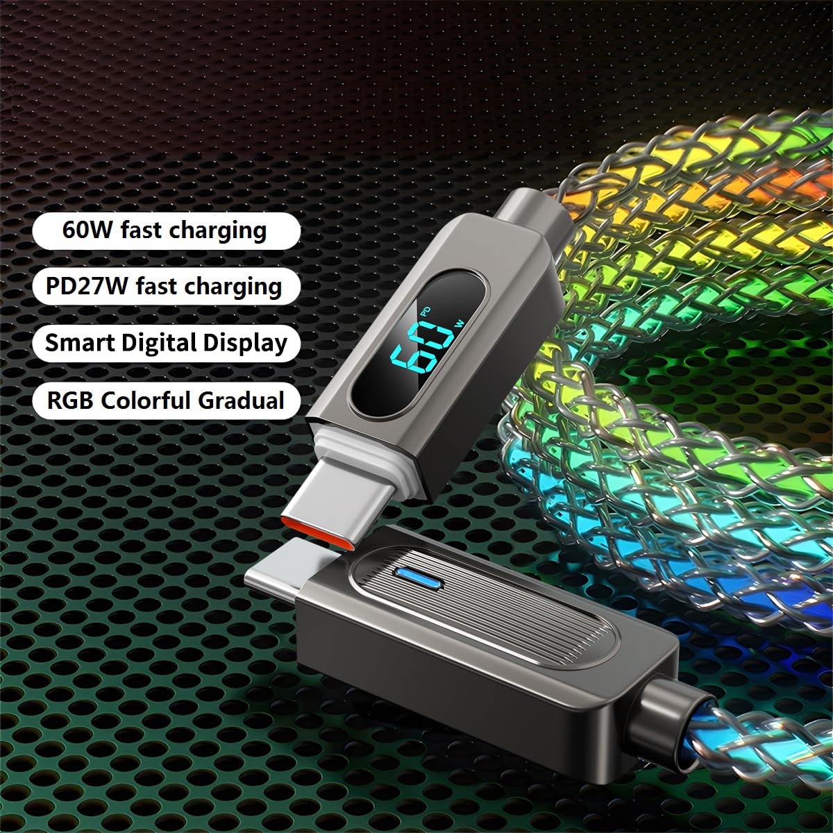 Cavo di ricarica USB C Light Up 2 m LED da 2 m RGB USBC a USBC