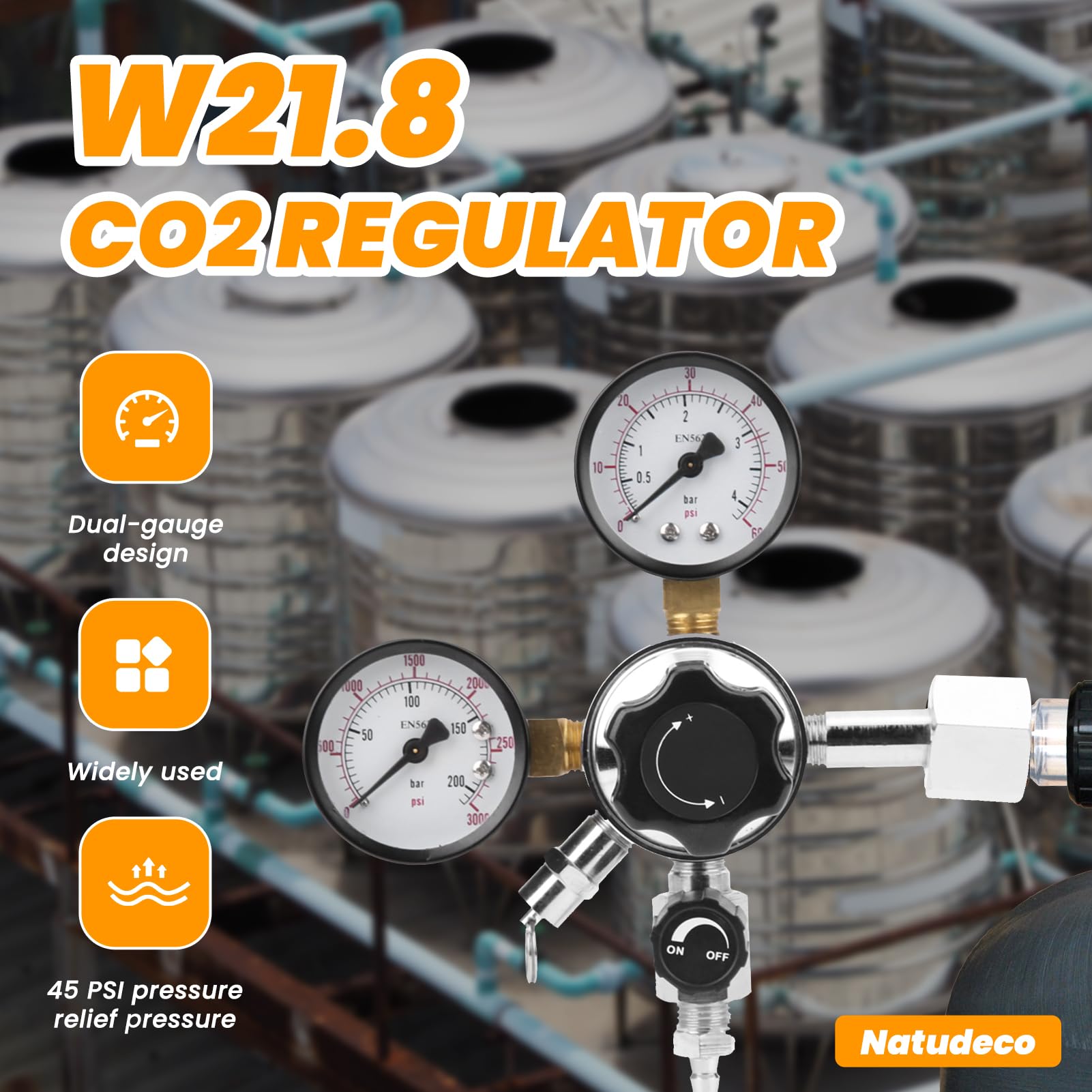 Regolatore di CO2 Birra Soda Keg Valvola Limitatrice di Pressione Valvola di Rilascio Manuale della Pressione Gruppo Linea Gas Per Birra Artigianale W21.8 Spina Europea Per Erogazione di Carbonatazion