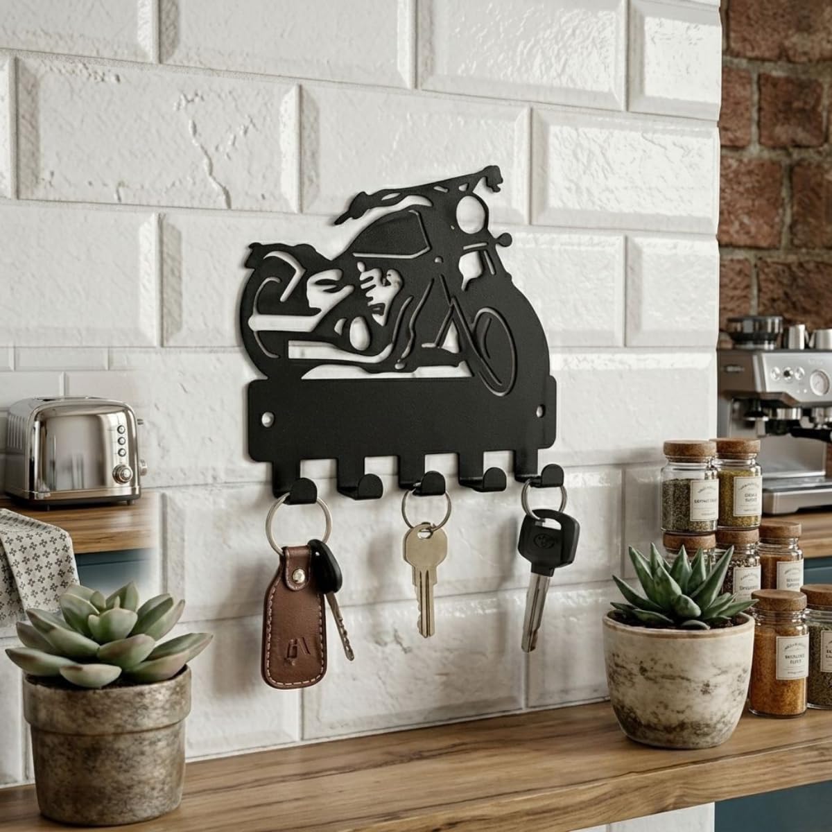Sprots Bike Metal Key Holder for Home Decor Stylish, 5 Hooks Wall Mounted Key Hanger Rack for Car Keys, Keychains & Accessories | Decorative Wall Organizer for Entryway, Living Room & Bedroom-image-48