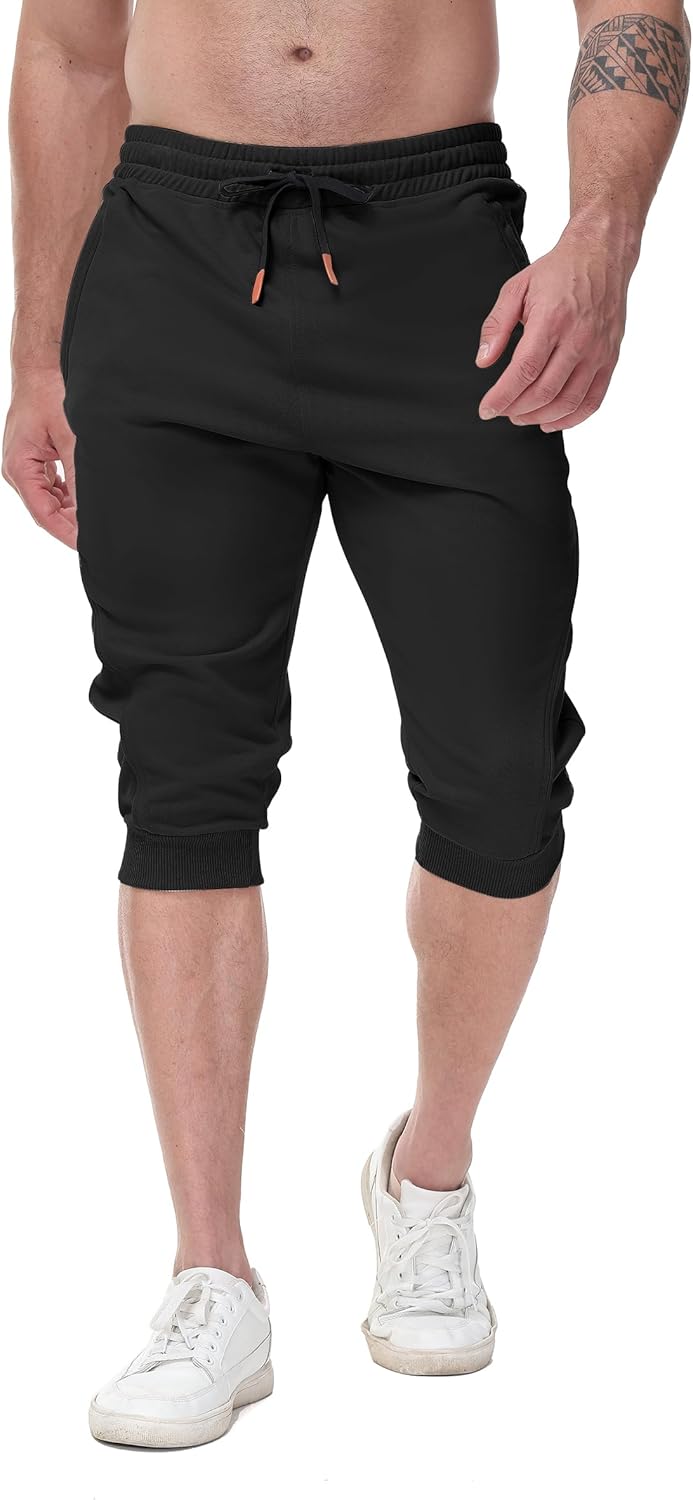 FIRSTGYM Mens Casual Jogger Pants 3/4 Joggers Tapered Fit Workout Gym Training Sweatpants - Image 2