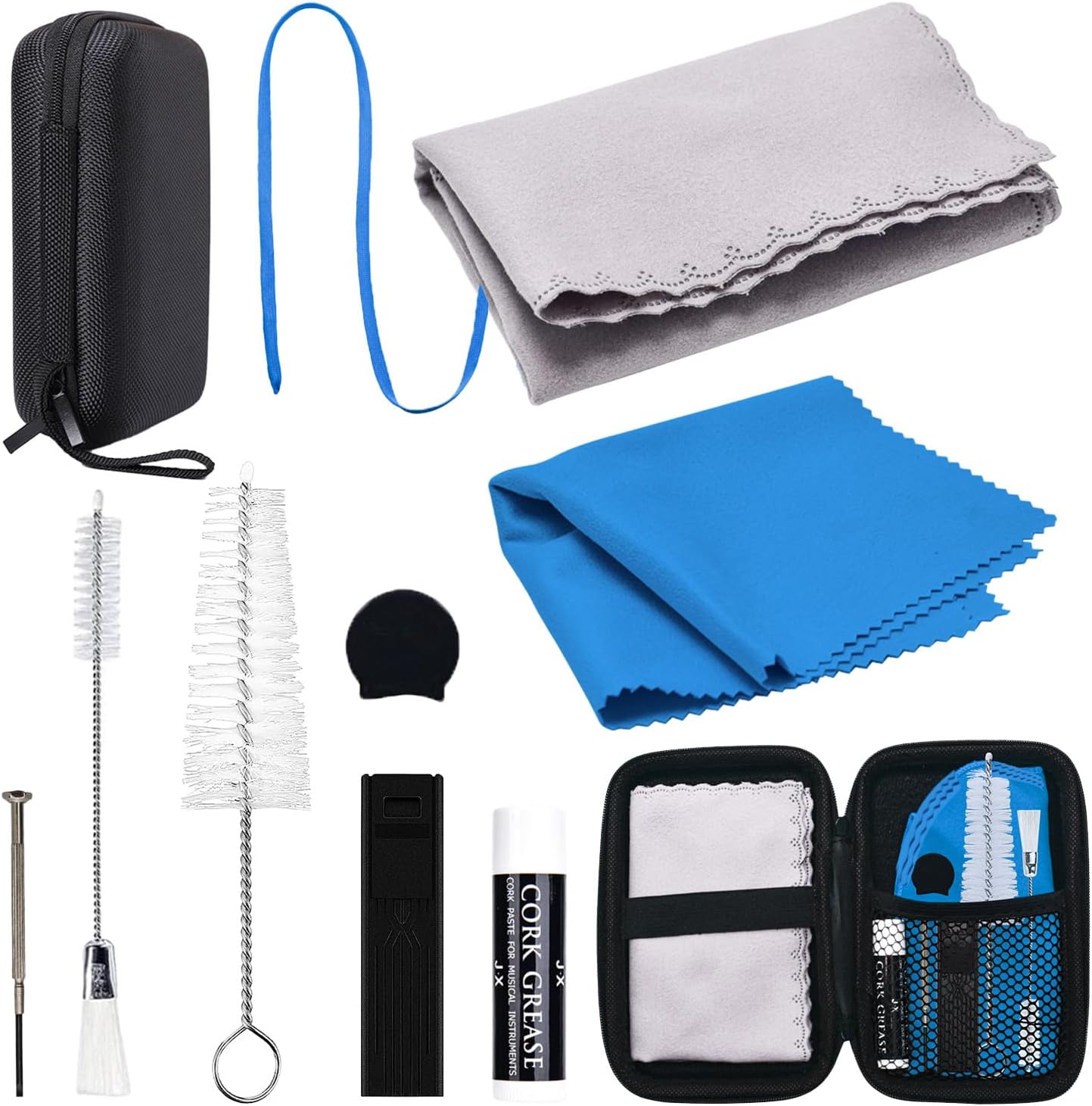 Clarinet Cleaning Kit, Saxophone Cleaning Kit, Clarinet & Saxophone Care Kit, Maintenance Kit with Case for Wind & Woodwind Instrument