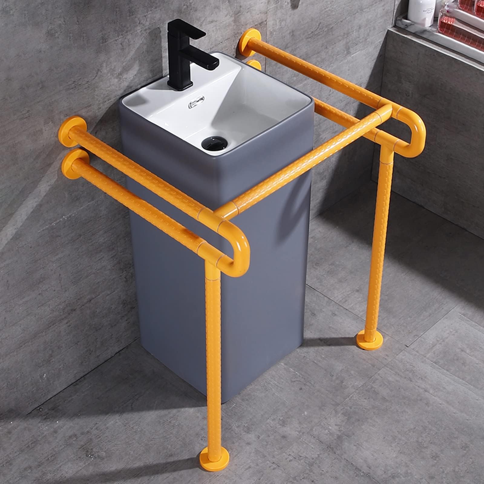 ZAQYCM Toilet Handles for Elderly Heavy Duty, Bathroom Sink Handrails Grab Bar for Seniors, Handicap and Disabled, for Nursing Homes/Bars/Home/Hotels (Color : Yellow, Size : Style-2)