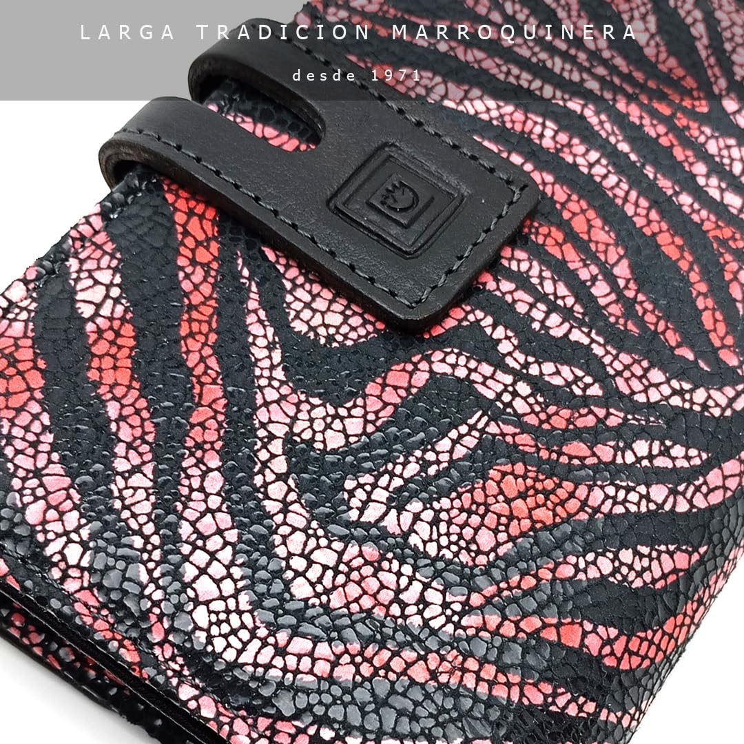 Cartera de Mujer en Piel Mediana - Hecho a Mano - RFID - 38714 Burdeos