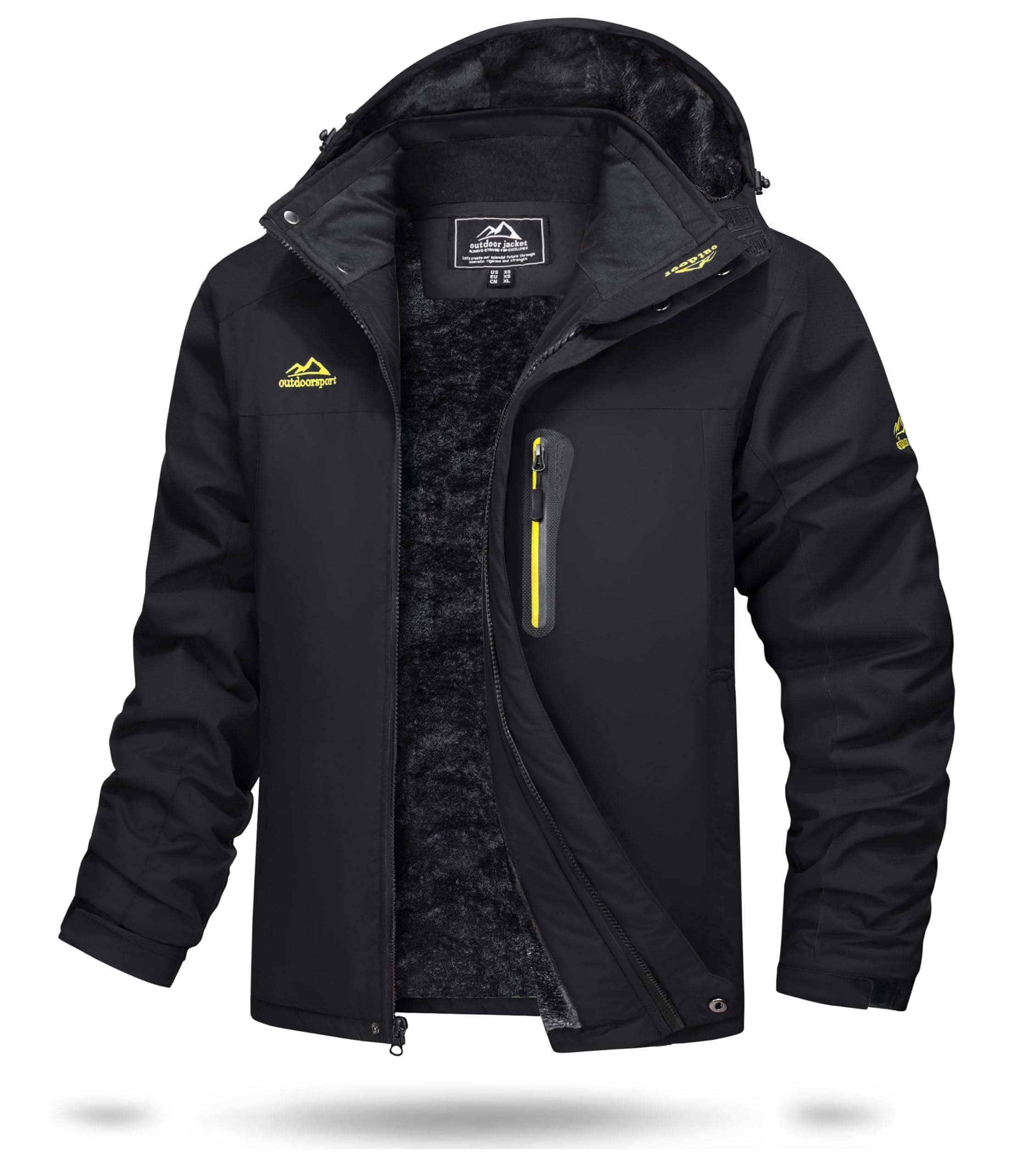 TACVASEN Herren Warme Skijacke Wasserabweisende Winterjacke mit Abnehmbarer Kapuze