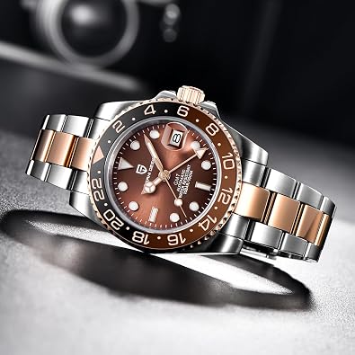 CADISEN Pagani Design GMT Fully Automatic Mechanical Men's Watch 40MM Date 100M Waterproof Stainless Steel Submersible Rotating Ceramic Bezel Men's Sports Watch PD-1662