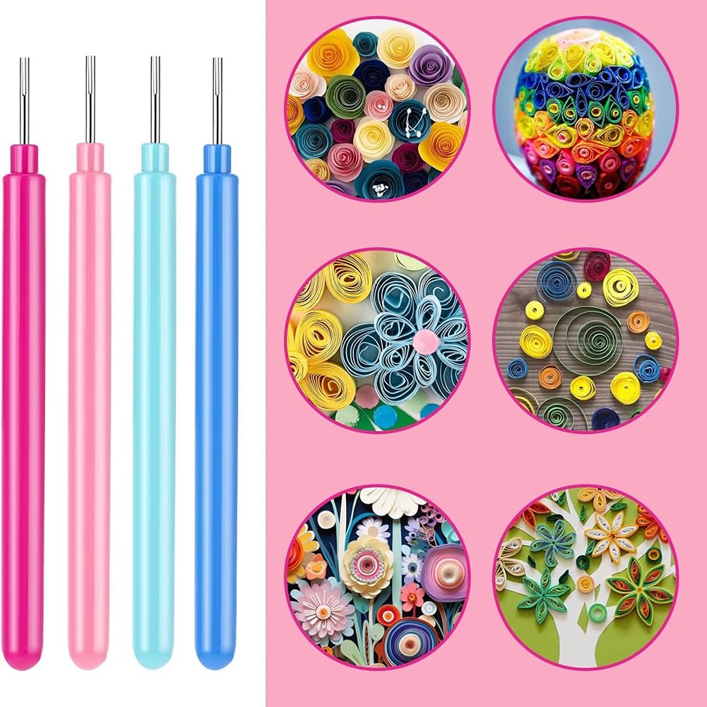 DIY Quilling Stift Set - 4 Metall Wickelstifte Für Papierblumen & Karten