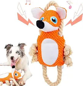 Brinquedos Interativos Para Cães De Grande Porte, Brinquedo Cabo Guerra Pelúcia Mantê-Los Ocupados, Mastigar Resistente E Que Faz Barulho, Mordedores Pequenos, Médios (Raposa)