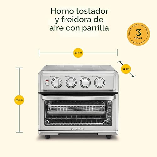 Miniatura 6 de Cuisinart Horno tostador con freidora de aire con parrilla, horno freidora de aire 8-1 de 1800 W con hornear, hornear por convección, parrilla,