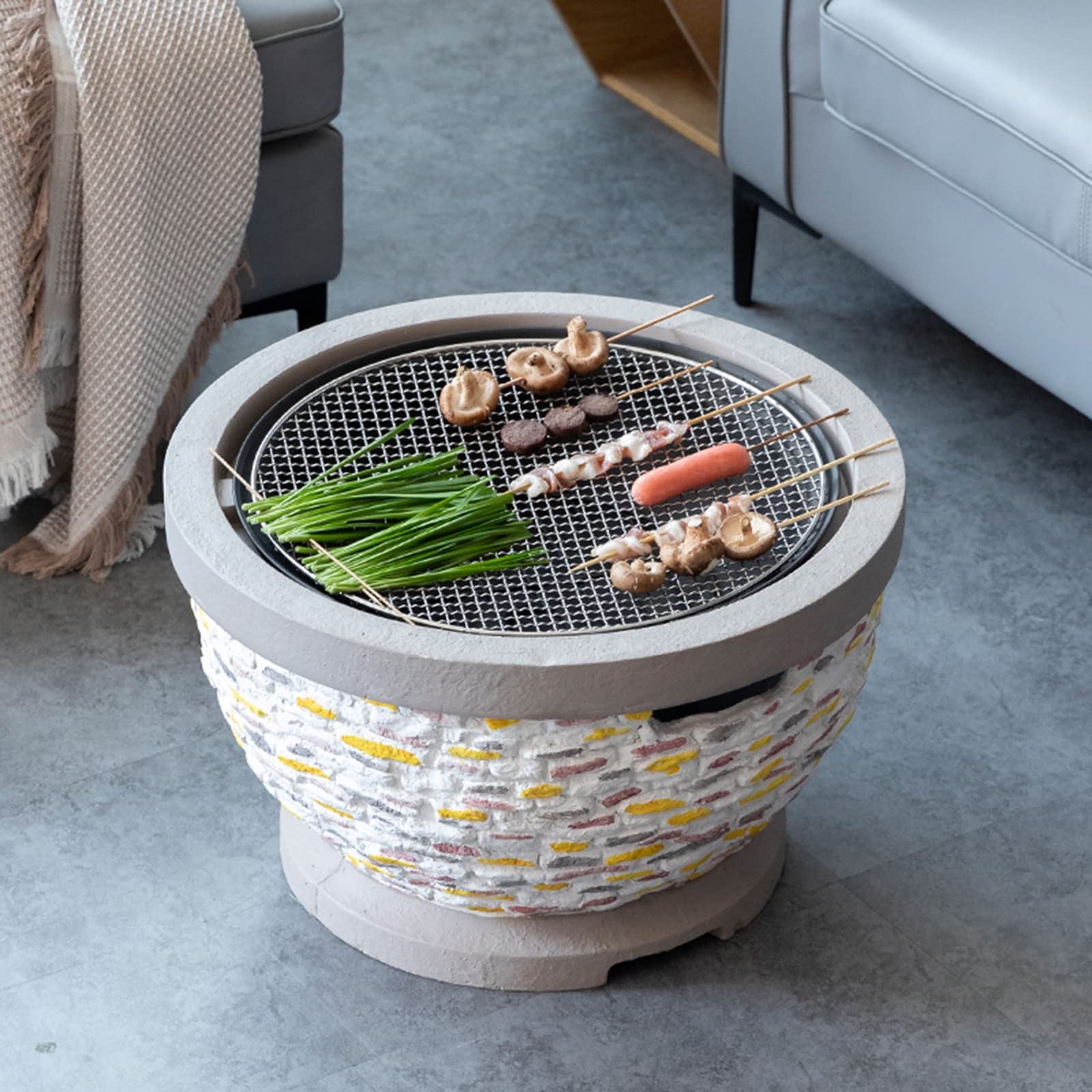 Braciere per Barbecue,Braciere All'ossido di Magnesio,Barbecue A Carbonella per Giardino E Patio All'aperto (45 * 30 * 42CM)