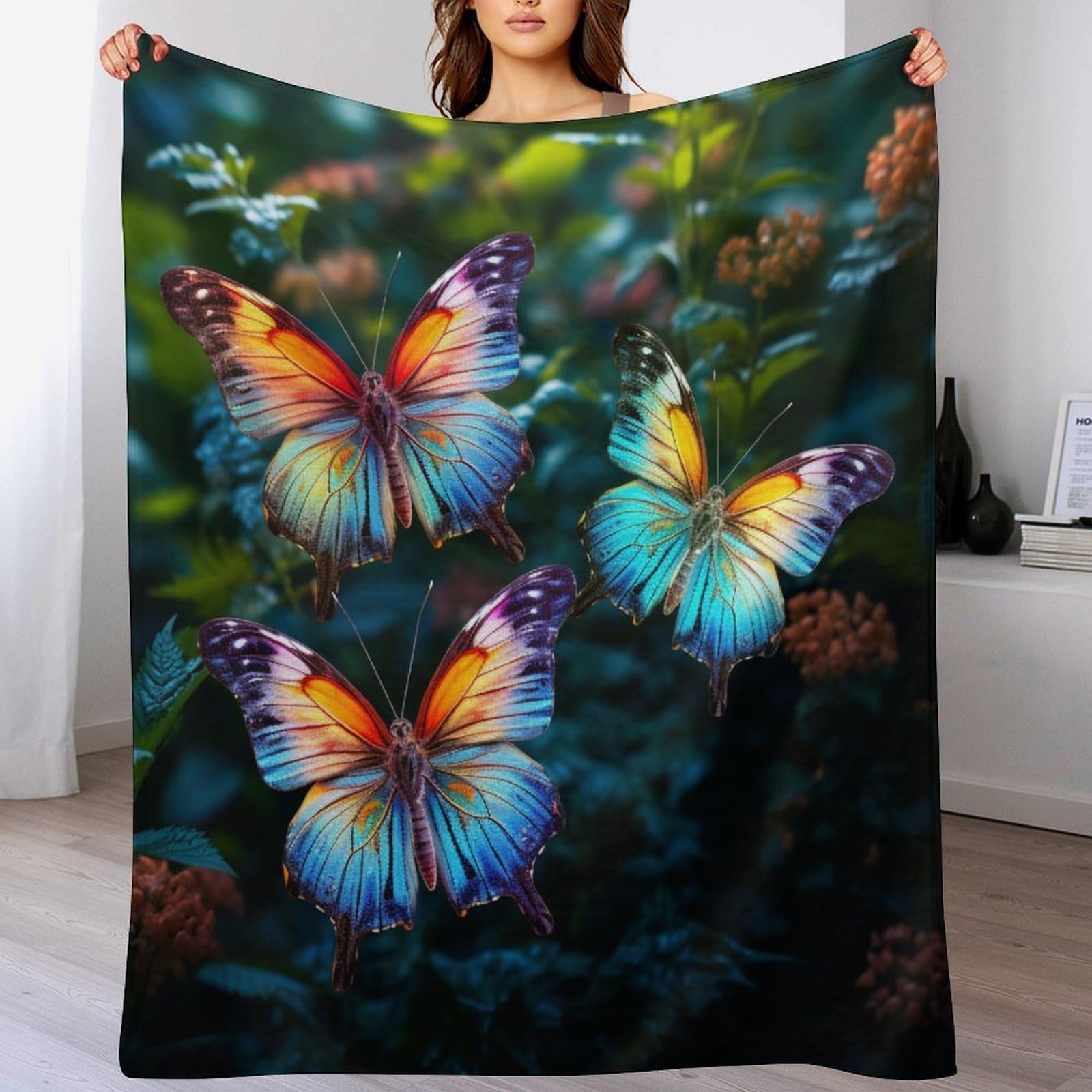 Couverture papillon contre les frissons du soir plaid de canapé