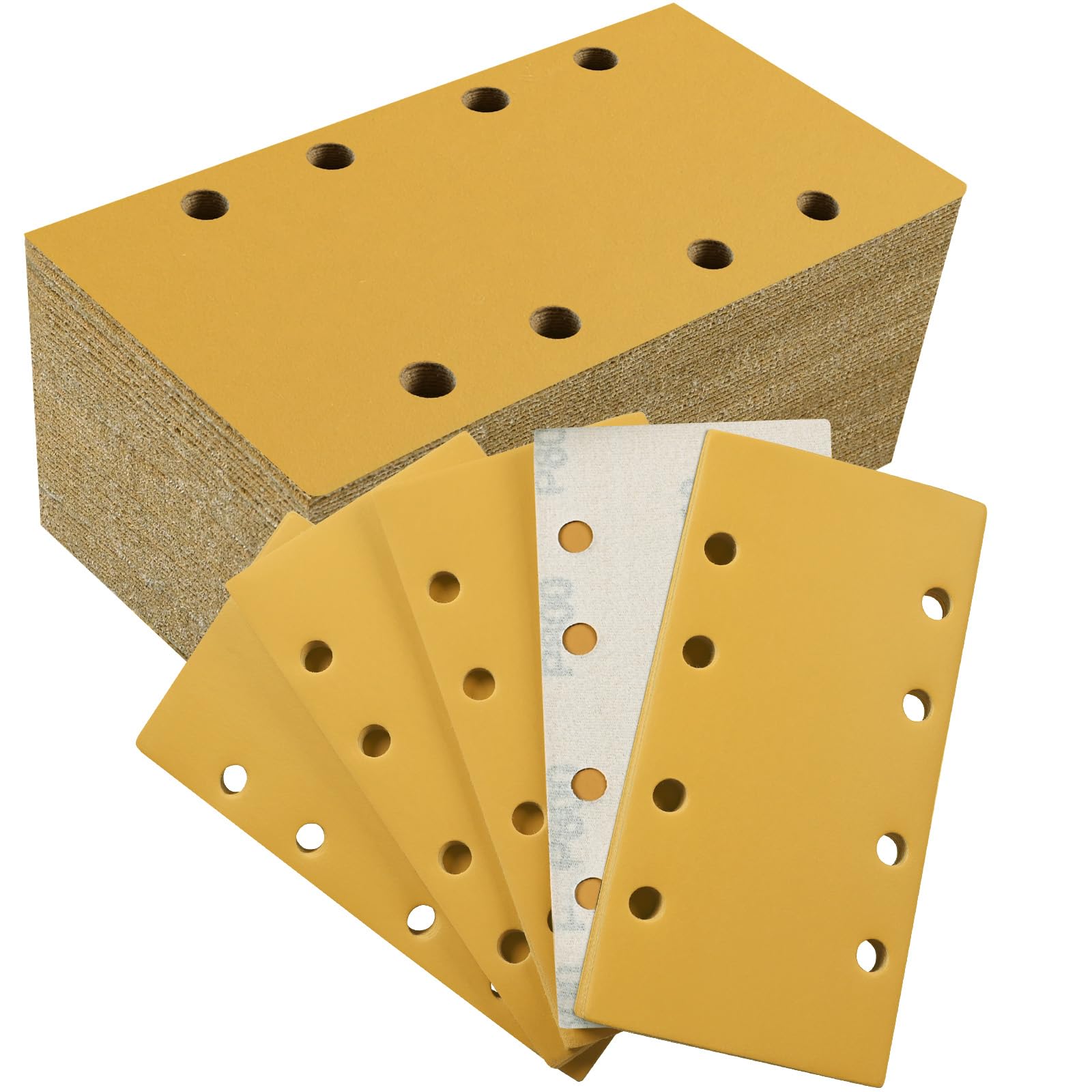 Sruhrak Upgraded Sanding Sheets 93x185mm 8 Hole, 50 Pieces Sandpaper Grits 800 Hook and Loop Sanding Pads Rectangular Sander Paper Set for Bosch Electric Sander Polishing, Rust Removal โ image 1