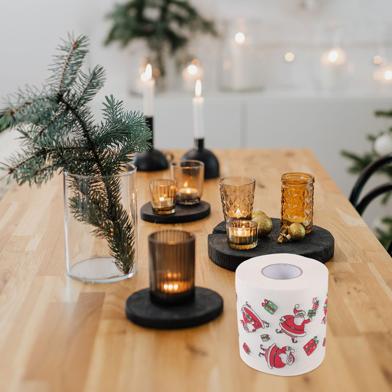 iplusmile 5rouleaux Papier Toilette Noël Serviettes Table Jetables Essuie-Tout Fête