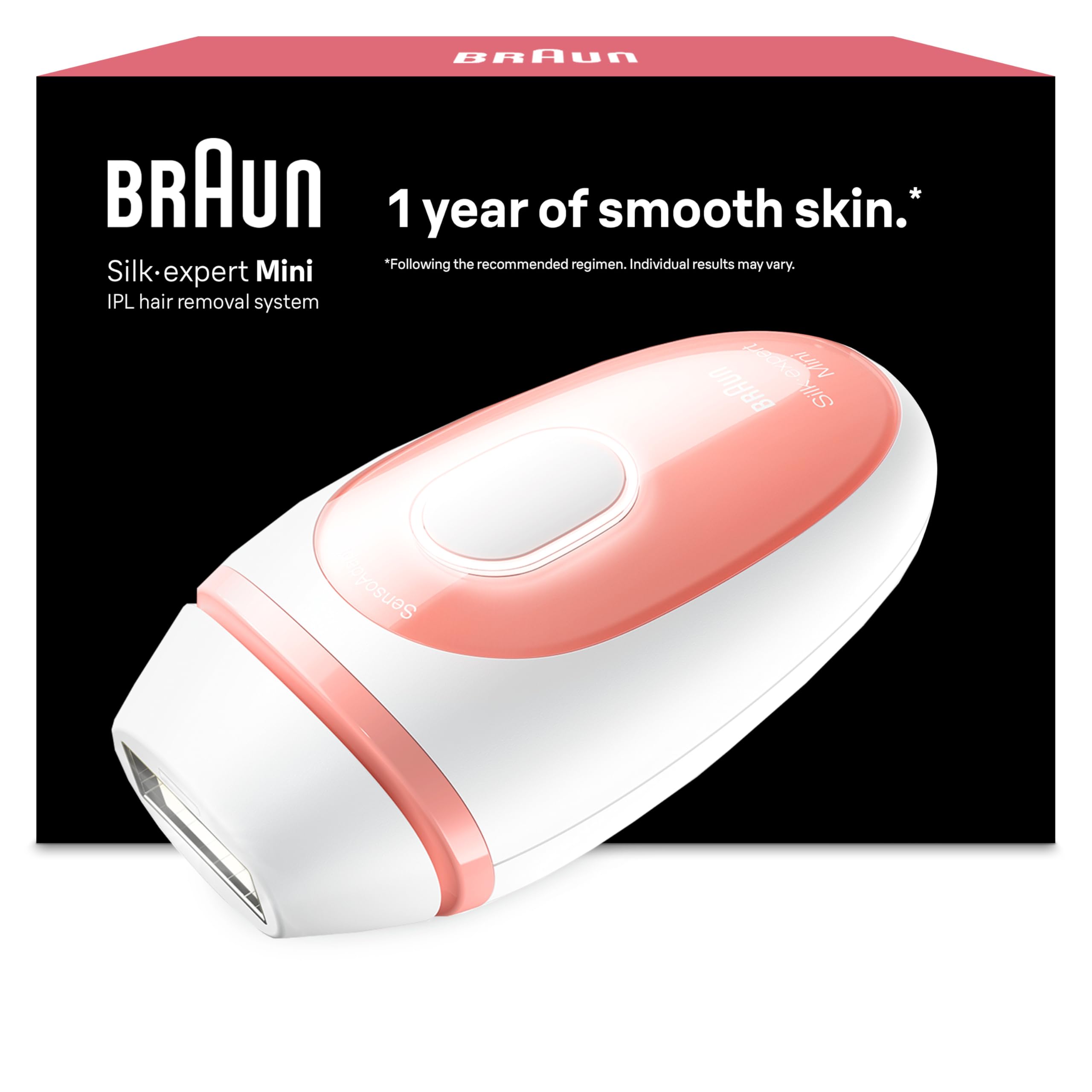 Braun IPL Geräte Haarentfernung Silk·expert Mini, PL1000, Weiß/Rosa | Alternative Laser Haarentfernung für Zuhause, Dauerhafte Haarentfernung, Kompakte Größe für Unterwegs, Einfach Und Sicher