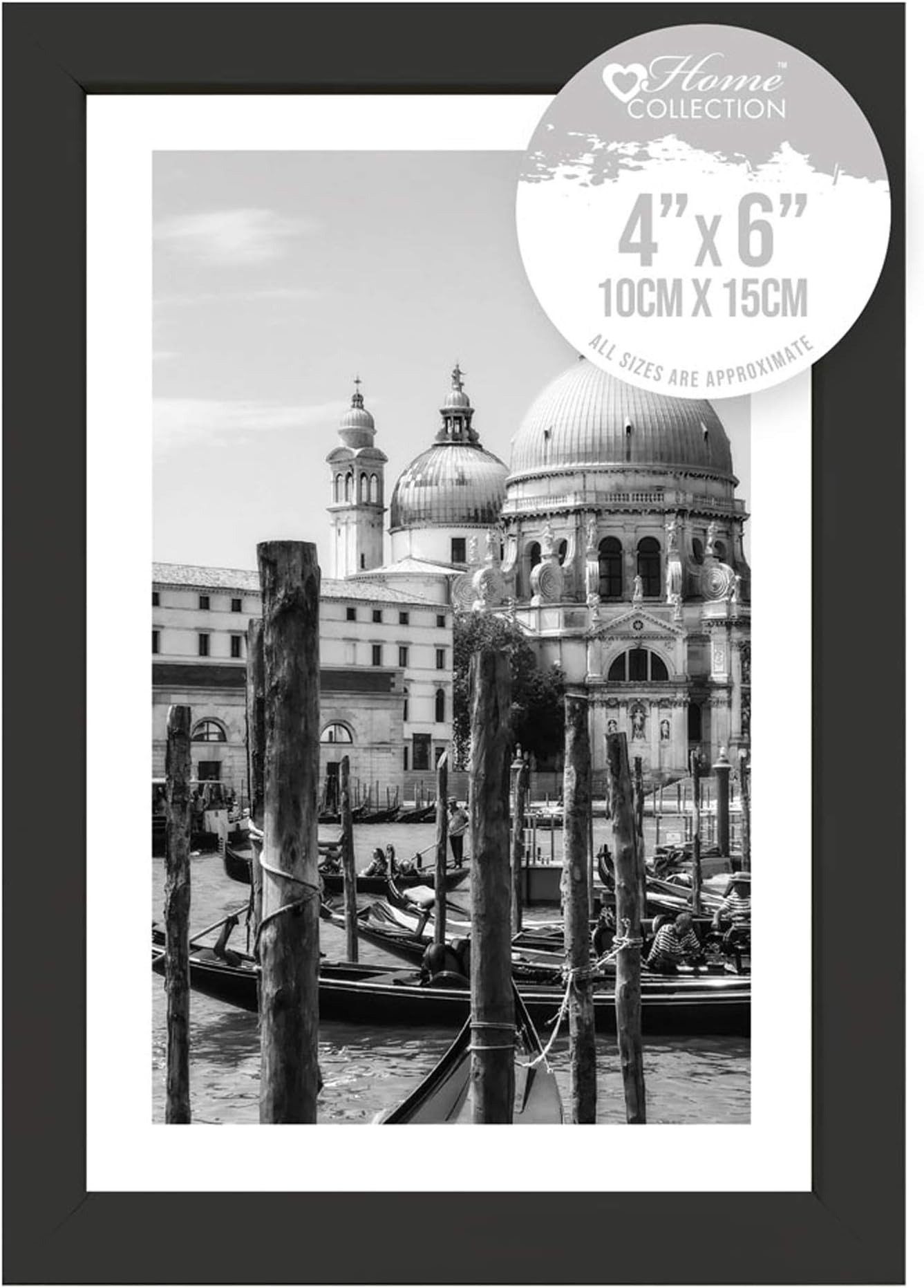 Black Nouveau Simple Design Styrene Photo Frame 4x6"