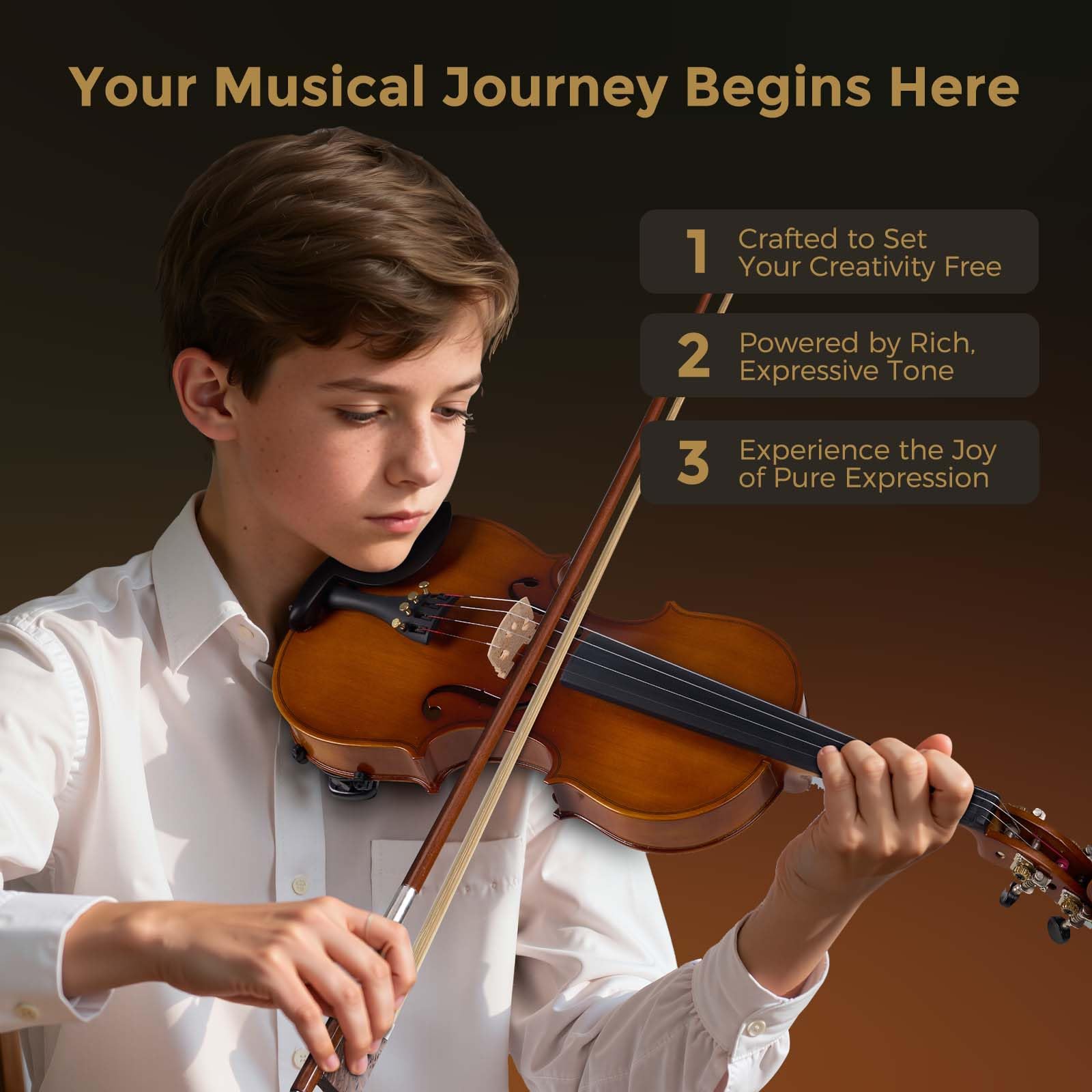 Vangoa Violon Acoustique 4/4 Fabriqué à la Main avec Étui Rigide Léger pour Débutants Adolescents Adultes Droitiers
