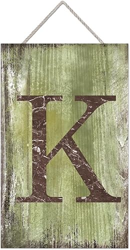 Vista 161 de Letrero colgante de madera con letra J, letrero de madera para decoración del hogar, 26 letras del alfabeto de metal, placa de madera, decoración