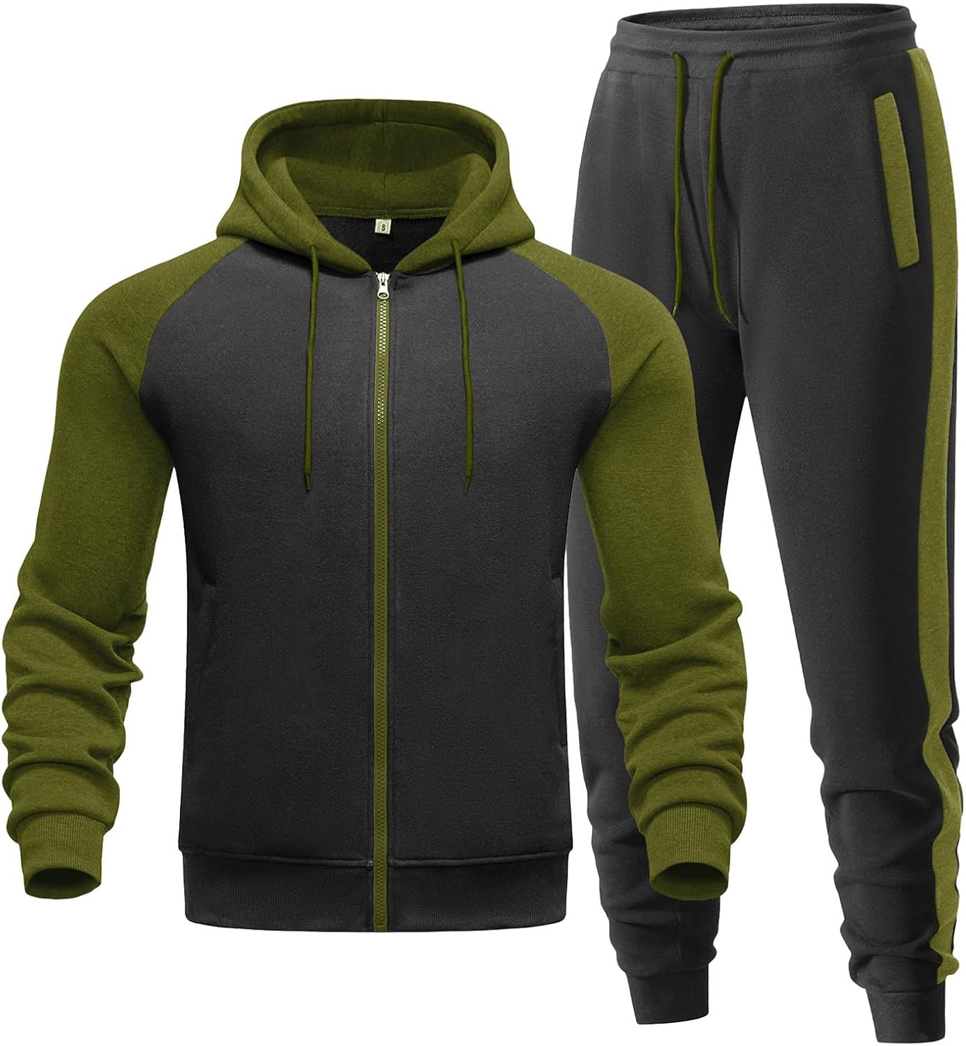 Cambkatl Hoodies Tracksuit for Men Zip Up Sweatshirt Jackets Color Block Sweatpants 2 Piece Jogging Suit Workout Outfits