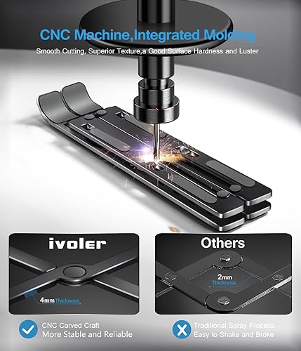 Miniatura 9 de ivoler Soporte para laptop, soporte elevador para laptop, soporte para tablet, 6 ángulos ajustables, de aluminio, ergonómico, plegable, portátil,