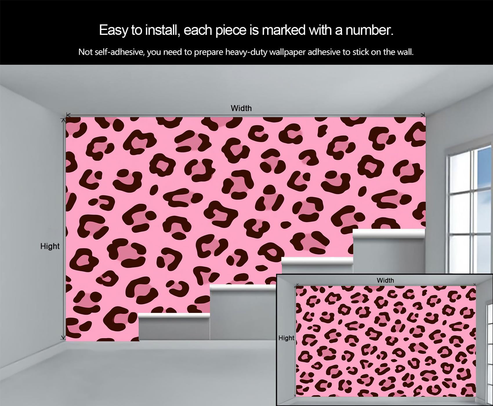 PAISUOQ Leopard Print Wallpaper, Pink Leopard Wall Paper, Cheetah