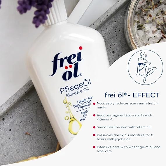skincare oil fast absorbing, nourishes skin soft and smooths excellent as body oil for stretch marks removal and vitamin e oil for scars, microbiome-friendly and vegan, 125 ml / 4.23 Fl Oz