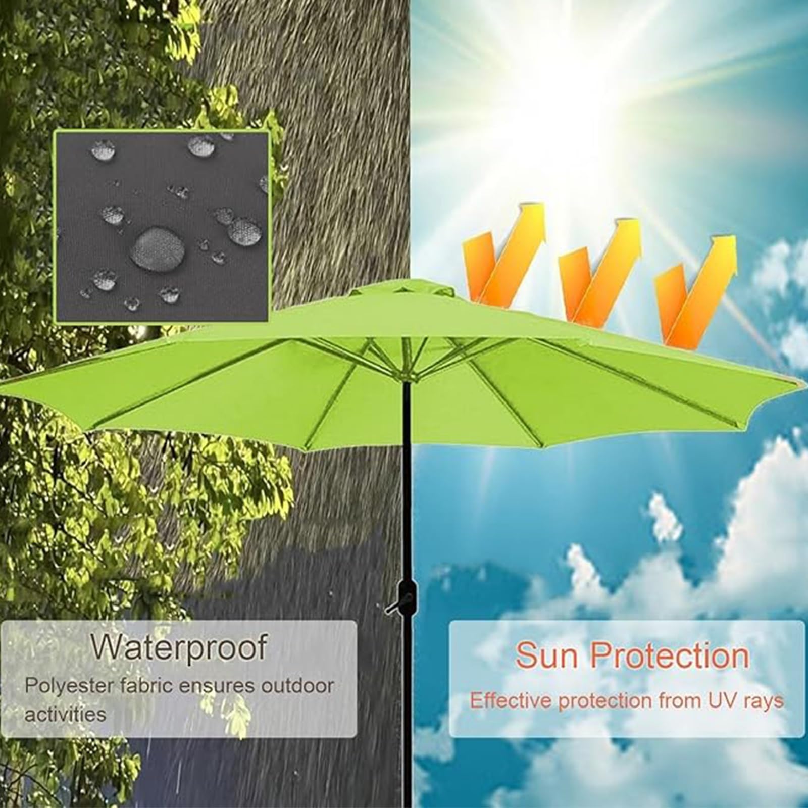 Trwały parasol ogrodowy 350 cm, zapasowy baldachim, 8 żeber, ochrona przed promieniowaniem UV, 50+, ciemnoszary, poliester, osłona na zewnątrz do 270 cm, parasole tarasowe