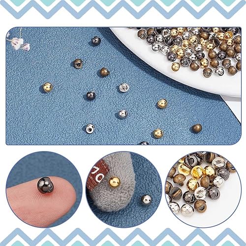 Miniatura 4 de NBEADS 200 mini botones de 4 colores, botones de metal de 0.157 pulgadas de diámetro, botones de costura, forma de hongo para blazers, trajes,