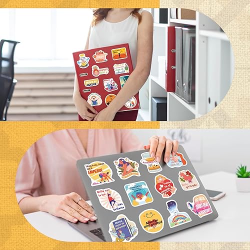 Miniatura 2 de 200 calcomanías motivacionales españolas para adultos y estudiantes, calcomanías inspiradoras para botellas de agua, afirmación positiva, citas