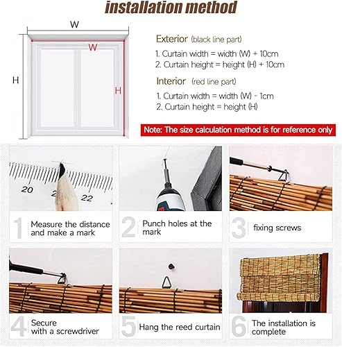 Miniatura 7 de Persianas de bambú enrollables de bambú, persianas de bambú para ventanas, persianas enrollables de bambú para exteriores, cortinas de bambú para