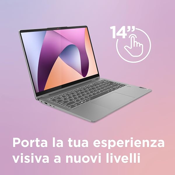 Lenovo IdeaPad Flex 5 Notebook 14" Display WUXGA (1920x1200) IPS, AMD Ryzen 5 7430U, RAM 16GB, 512GB SSD, Windows 11 Home, Lenovo Digital Pen inclusa - Arctic Grey - 5