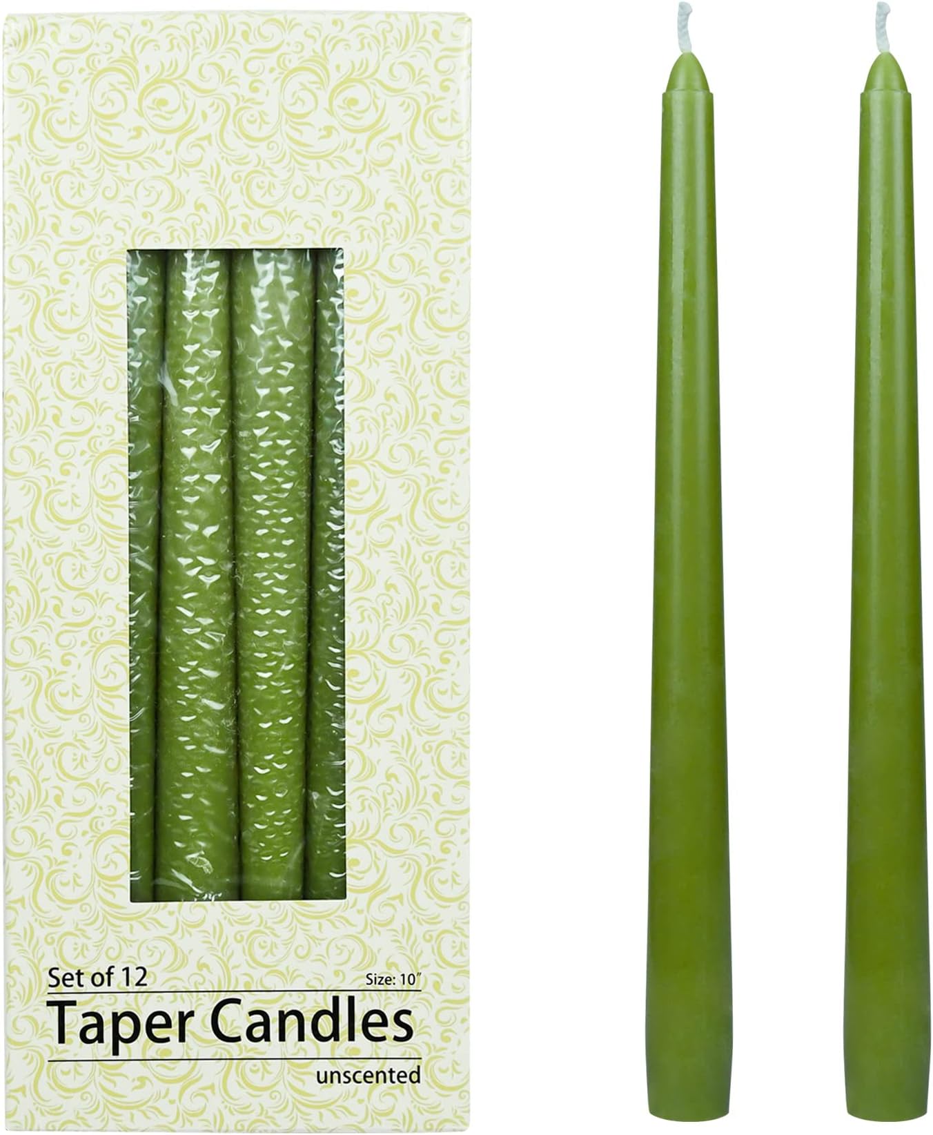 Zest Candle12-Piece Taper Candles, 10-Inch, Sage Green