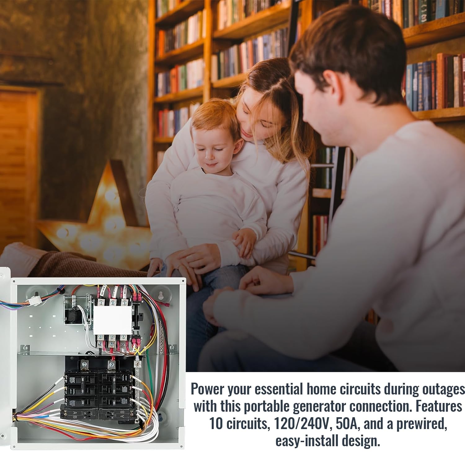 50 Amp Indoor Manual Transfer Switch Kit for Portable Generators 10-Circuit Selector 240V Compatible with XG10000E XP10000E GP15000E GP17500E for Generac 9854