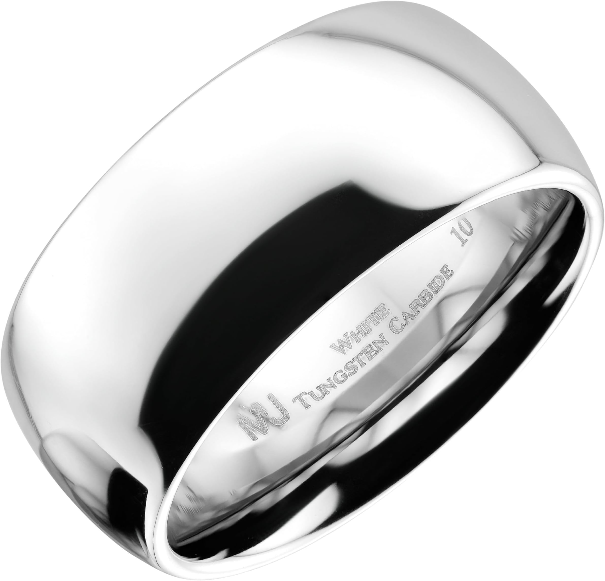 Classic Mirror Polished White Tungsten Carbide 2mm to 10mm Comfort Fit Wedding Band Ring